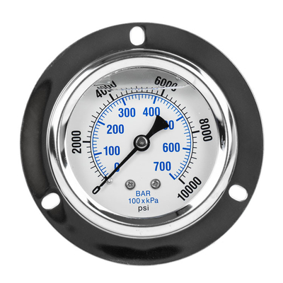 Medidor de pressão de óleo cheio de líquido industrial de 50 mm escala dupla 0 - 70 psi