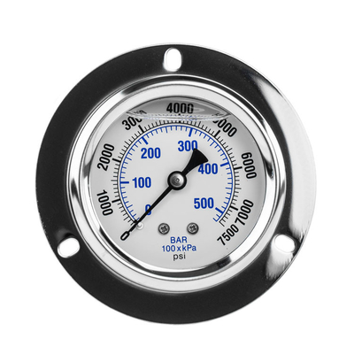 Medidores de pressão de água a vácuo preenchidos com líquido Manômetro de conexão radial de aço inoxidável
