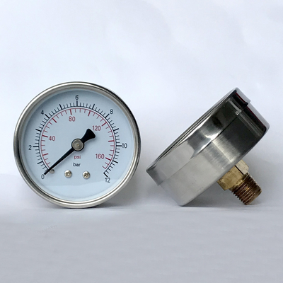 Calibre de pressão de aço inoxidável 63mm da pinta NPT G BSP calibre de pressão de 160 libras por polegada quadrada