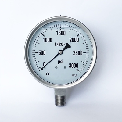3000 o calibre de pressão toda de aço inoxidável Glycerinum da libra por polegada quadrada quilolitro 1,0 125mm encheu o manômetro