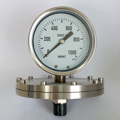 calibre de pressão 1000 MMWC do seletor de 100mm que cristaliza o calibre de pressão mecânico
