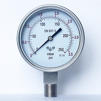 Calibre de pressão inferior da montagem do mbar SS 304 do calibre de pressão 250 da cápsula 100mm