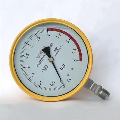 Calibre de pressão amarelo da barra do manômetro 6 do teste do calibre de pressão 150mm da precisão SUS304