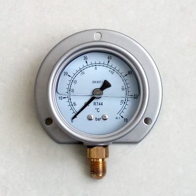 70 calibre de pressão enchido líquido do EN 837-1 do calibre de pressão da montagem do painel da barra 63mm