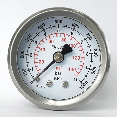 Barra 10 todo o sistema de aquecimento traseiro do manômetro da montagem do EN 837-1 de aço inoxidável do calibre de pressão