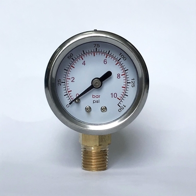 1,5 avança o manômetro de Fillable do óleo de 300 libras por polegada quadrada calibre de pressão enchido líquido da montagem da parte inferior de 1/8 de pinta