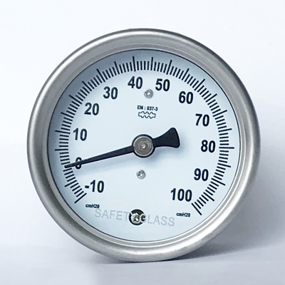 316 SS encerram o calibre do calibre de pressão 100 CmH2O Ring Bellows Manometer Low Pressure
