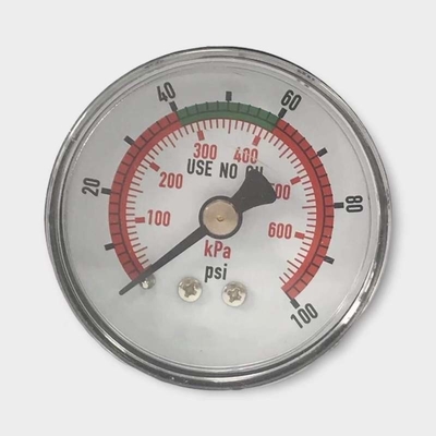 Calibre de pressão montado traseiro 50mm manômetro de 100 libras por polegada quadrada para o sistema de oxigênio