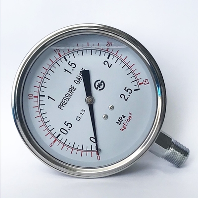 100mm óleo de silicone de 2,5 MPa - encheu a conexão de bronze o calibre de pressão Líquido-enchido cromado manômetro