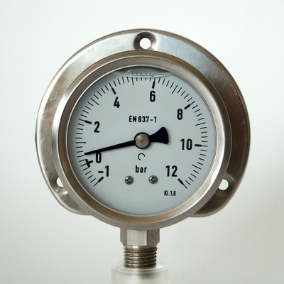 12 EN 837-1 de Front Flange All Stainless Steel do calibre de pressão da montagem do painel da barra 63mm